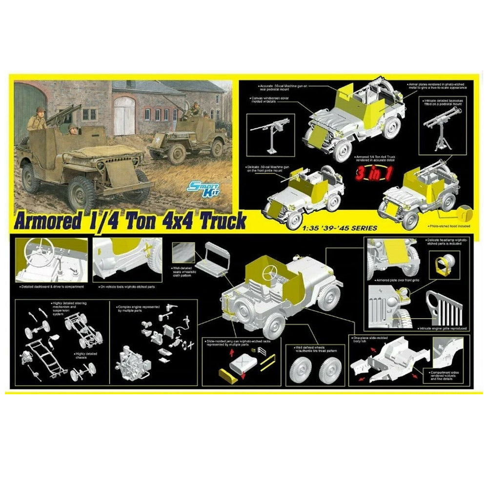 6727 1/35 Armored 1/4Ton 4x4 Truck w/.50cal Machine Gun Plastic Model Kit